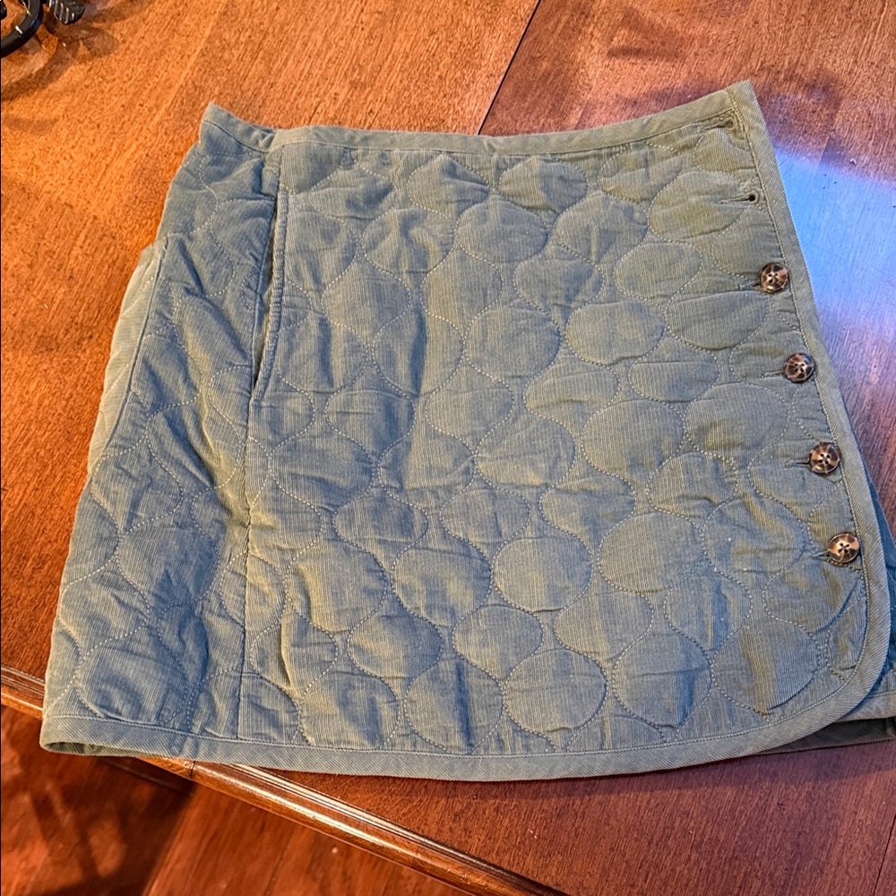Madewell Quilted Olive Mini Skirt with Button Accents
